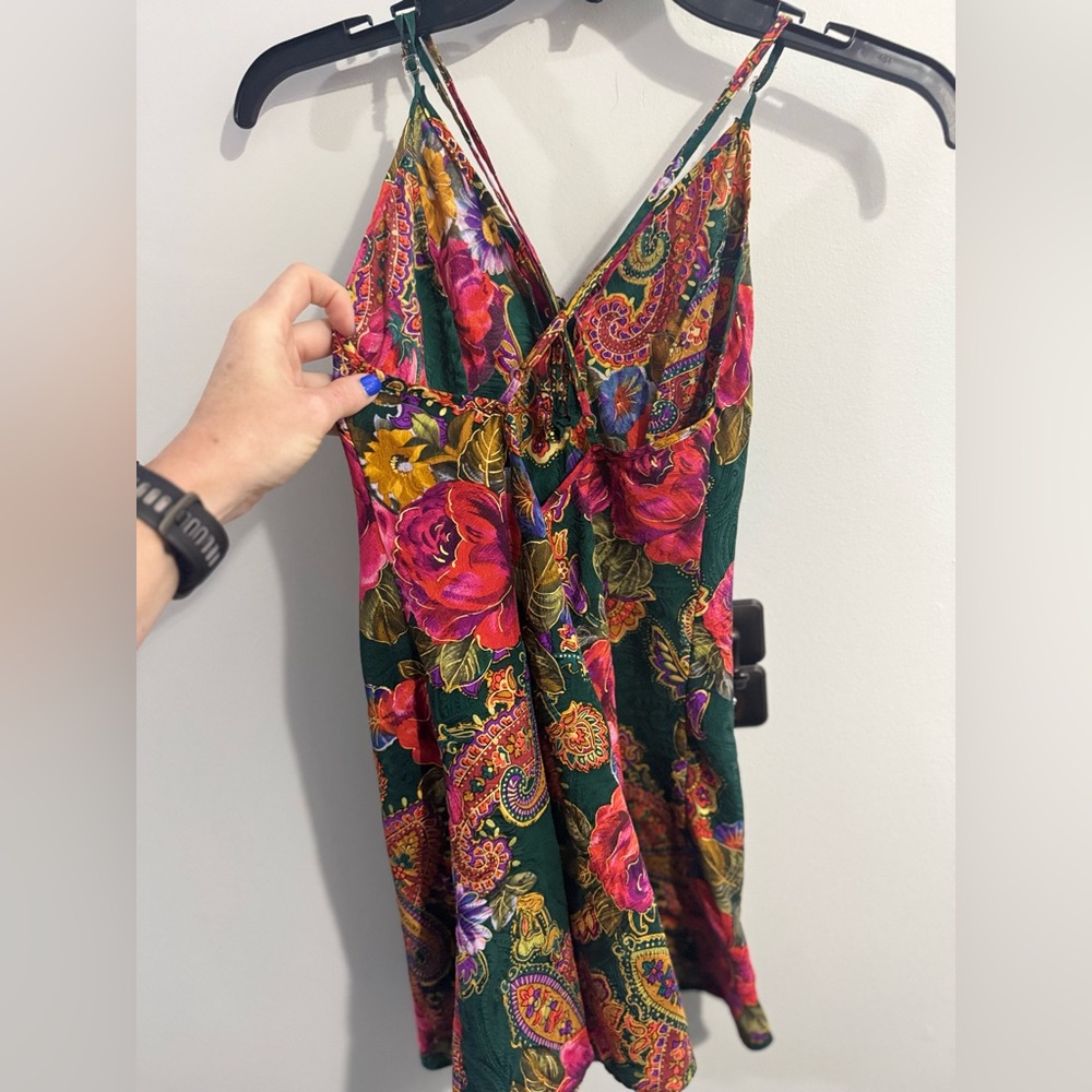 Rare Vintage victoria's secret 100% silk Floral Slip Dress Womens Size S